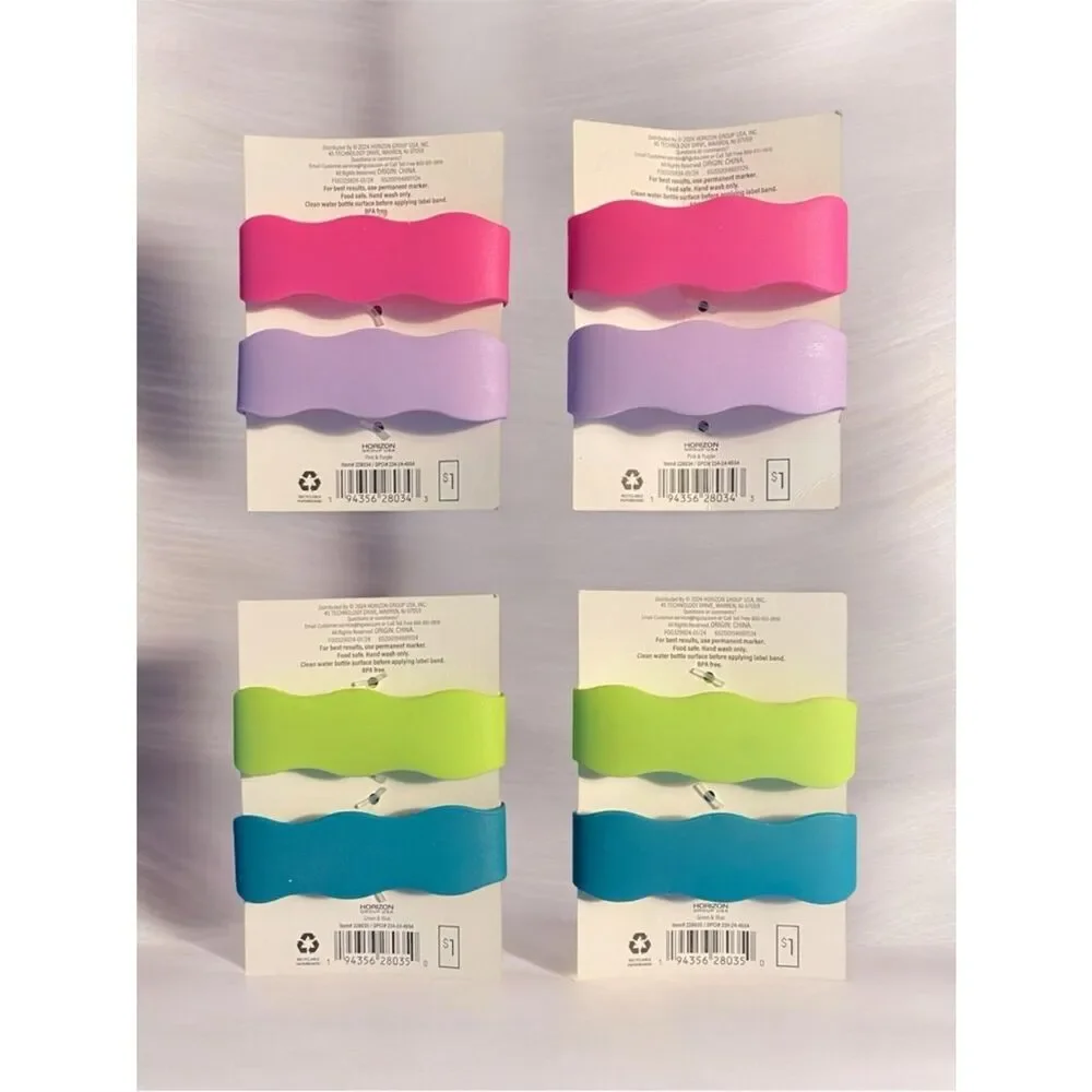 Silicone Label Bands – Set of 4 – Pink, Lavender, Lime & Teal – NWT